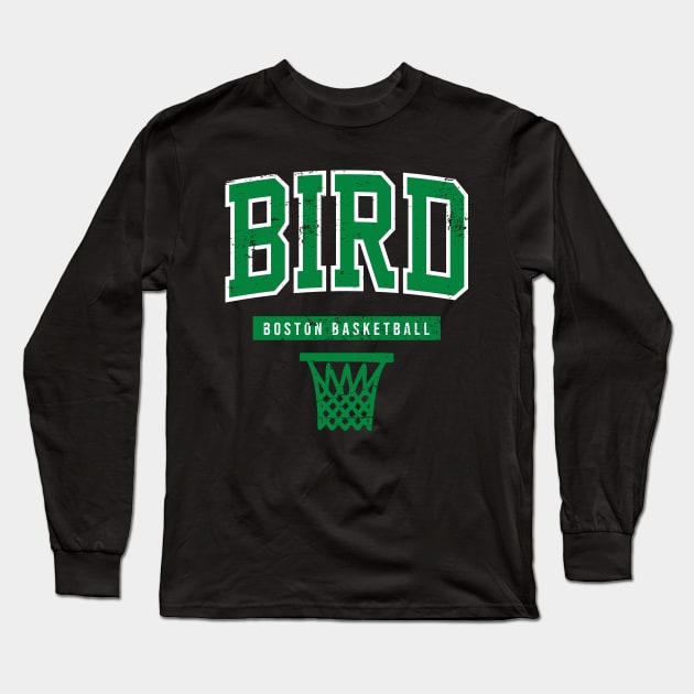 Vintage Bird Basketball Boston Warmup Long Sleeve T-Shirt by funandgames